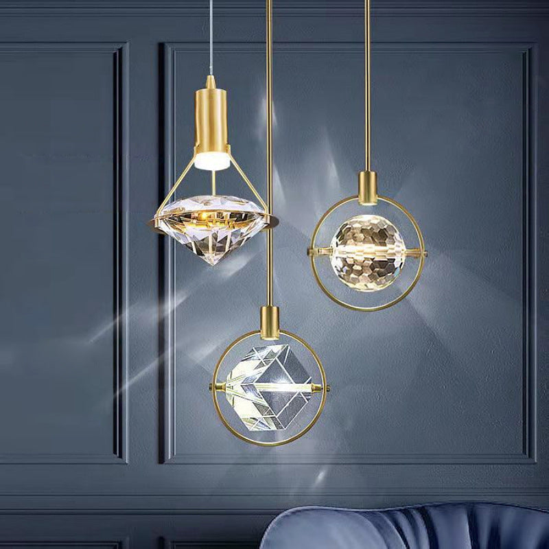 Moderne luxe stijl mini gesuspendeerde verlichting armatuur 1 lichte suspensie hanger met kristalschaduw