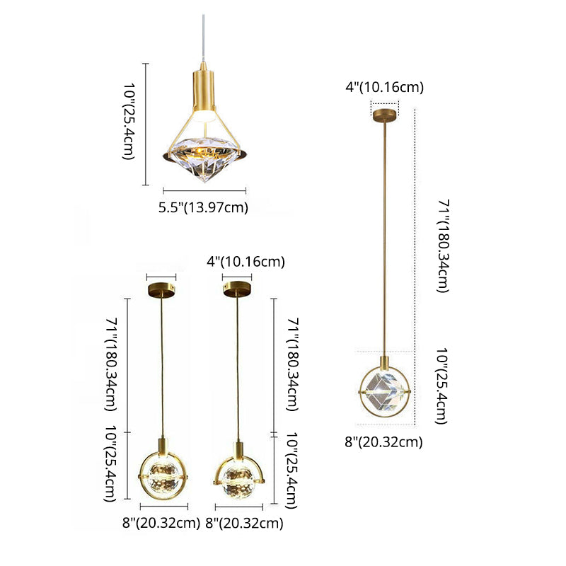 Moderne luxe stijl mini gesuspendeerde verlichting armatuur 1 lichte suspensie hanger met kristalschaduw