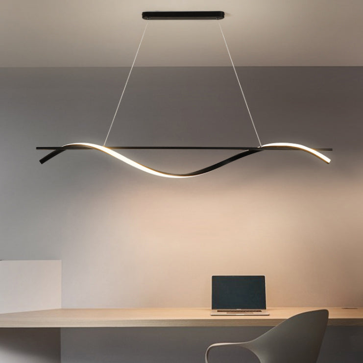 Lauteur de l'île LED de fer laqué dans le pendentif linéaire acrylique moderne de style concis moderne pour salle à manger