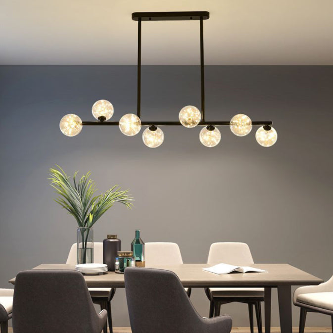 Modern Fashionable Sputnik LED Island Pendant Light Wrought Iron Ceiling Light with Pure Glass Shade