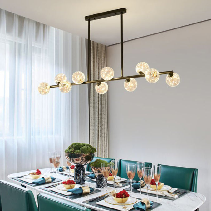 Modern Fashionable Sputnik LED Island Pendant Light Wrought Iron Ceiling Light with Pure Glass Shade