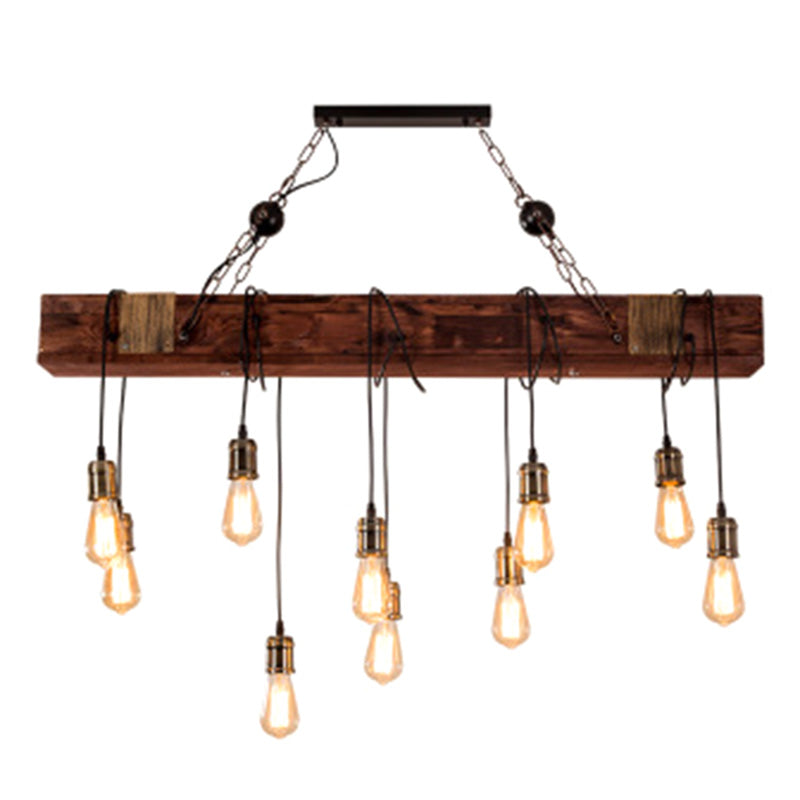 Linear Isola Lighting Wood Retro Industrial Style Impostazioni di illuminazione a sospensione per il ristorante