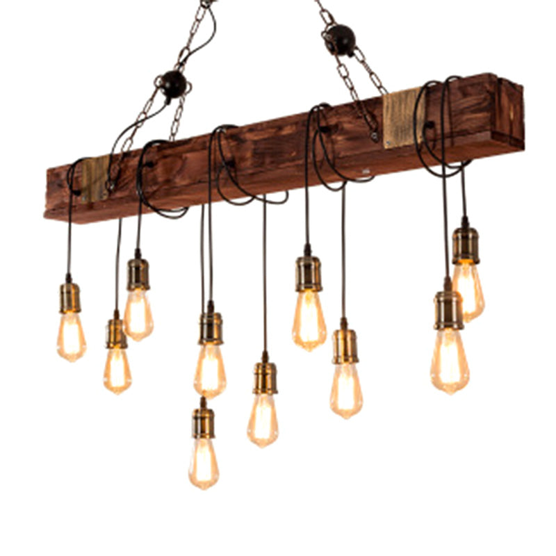 Linear Isola Lighting Wood Retro Industrial Style Impostazioni di illuminazione a sospensione per il ristorante