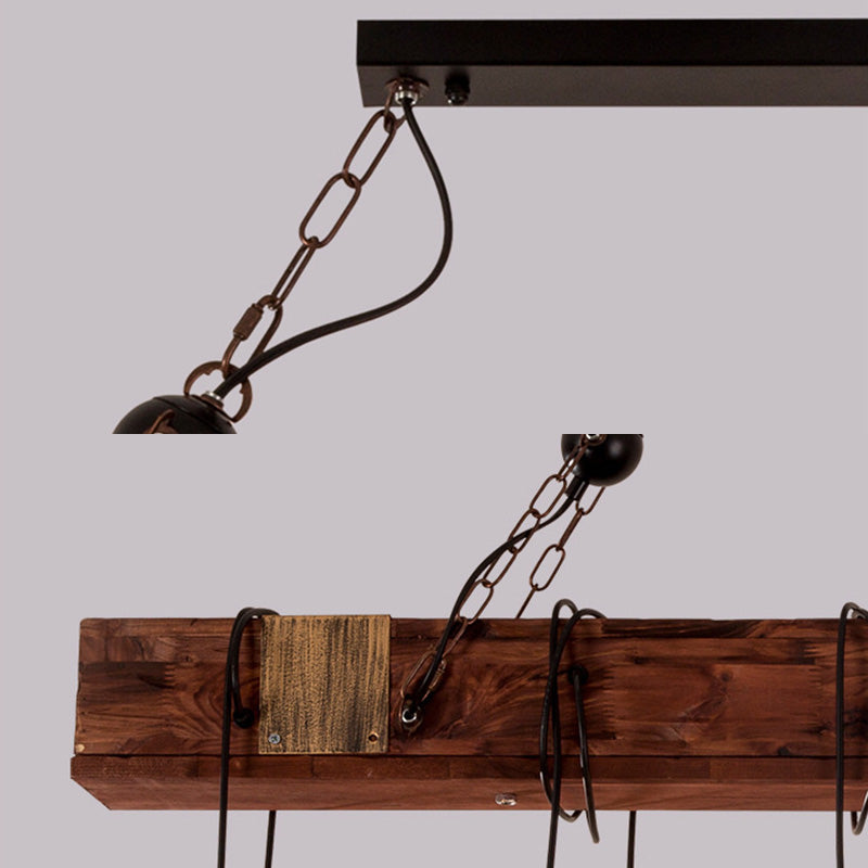 Linear Isola Lighting Wood Retro Industrial Style Impostazioni di illuminazione a sospensione per il ristorante