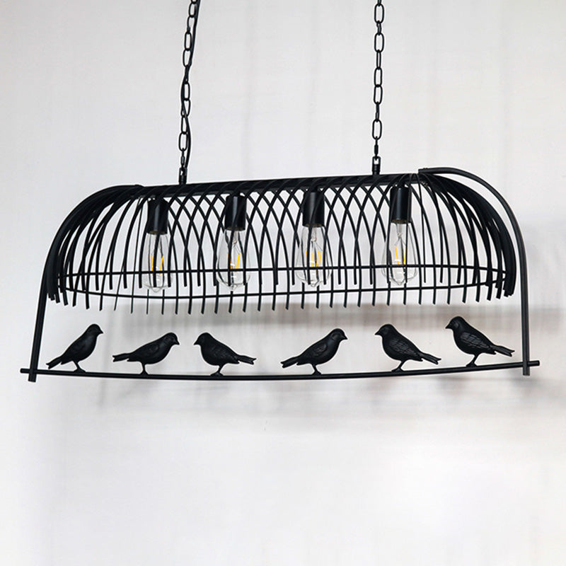 Filo Black Cage Isola Luci da lampadario Iron Iron Style Antique Isola Fissature