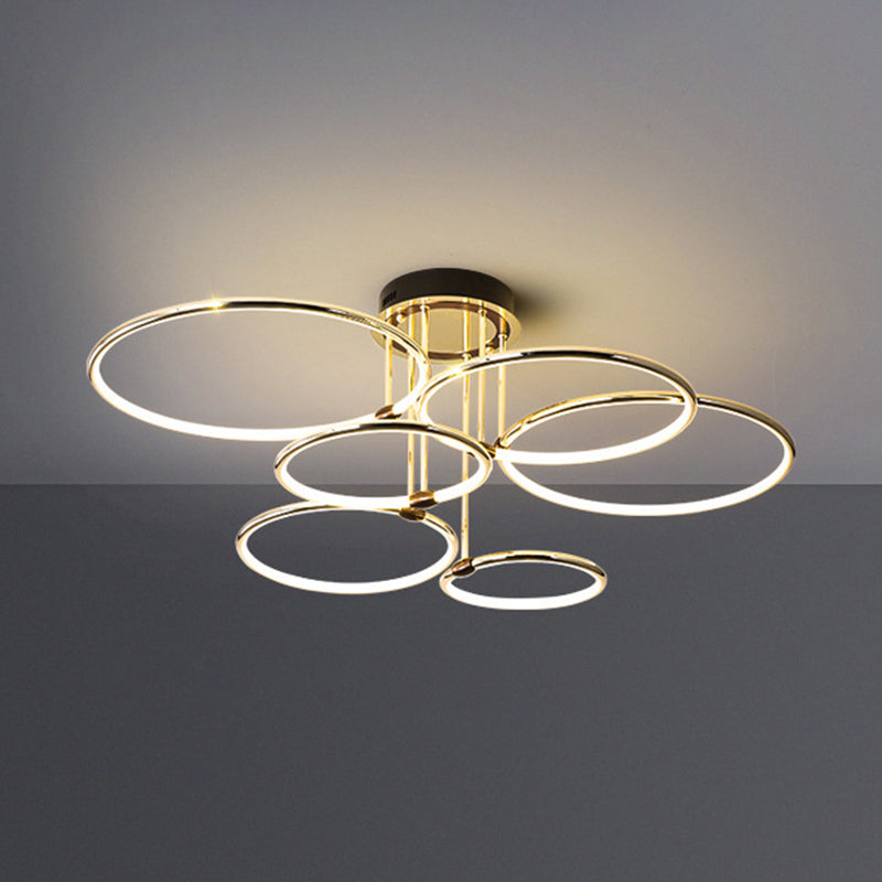 Kreise Metall Kronleuchter Beleuchtung minimalistische LED -Golddecke Anhänger Licht
