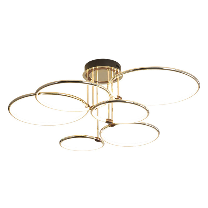 Kreise Metall Kronleuchter Beleuchtung minimalistische LED -Golddecke Anhänger Licht