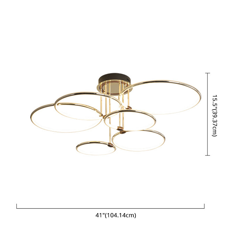 Kreise Metall Kronleuchter Beleuchtung minimalistische LED -Golddecke Anhänger Licht