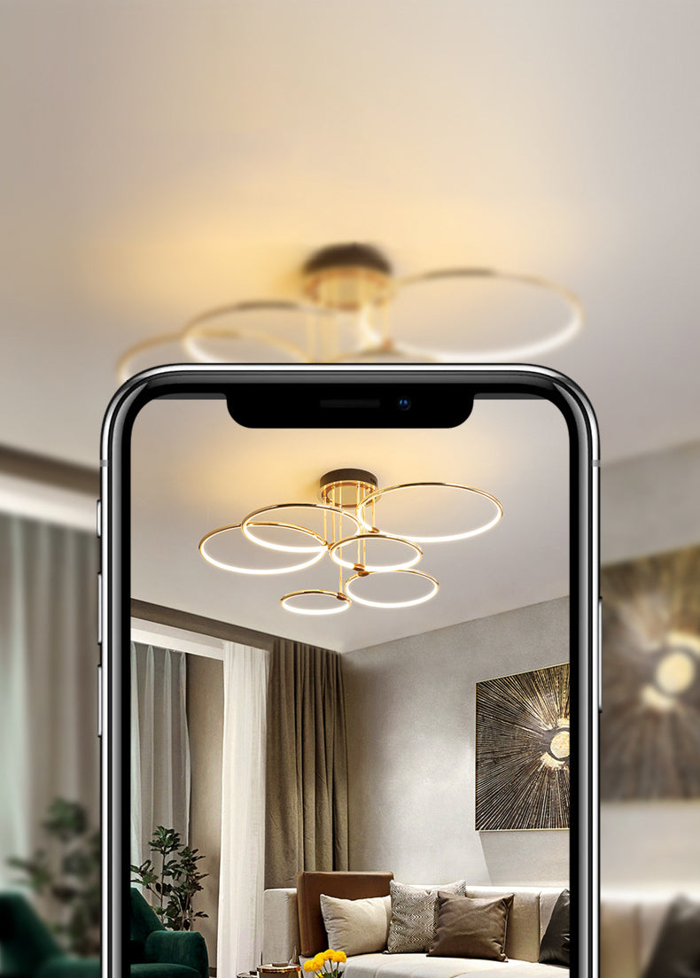 Kreise Metall Kronleuchter Beleuchtung minimalistische LED -Golddecke Anhänger Licht