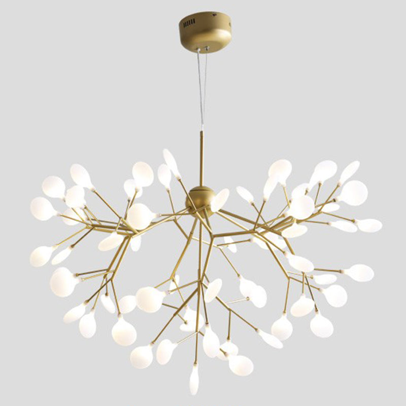 Gold Firefly Pendant Light in Modern Creative Style Wrought Iron Hanging Lamp with Acrylic Shade