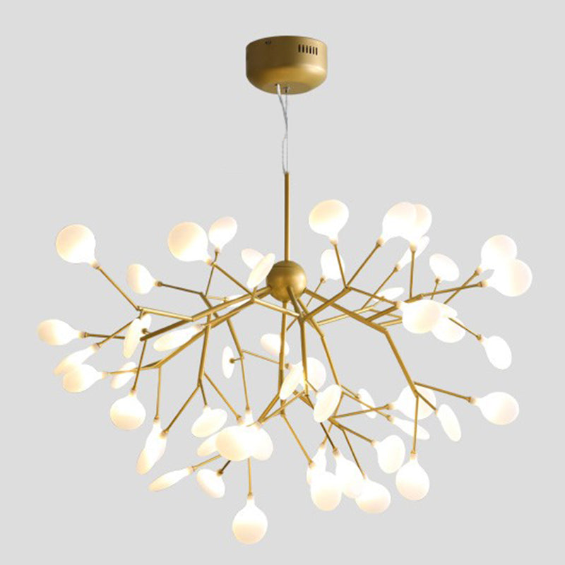 Gold Firefly Pendant Light in Modern Creative Style Wrought Iron Hanging Lamp with Acrylic Shade