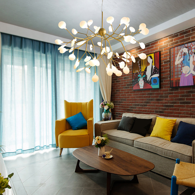 Gold Firefly Pendant Light in Modern Creative Style Wrought Iron Hanging Lamp with Acrylic Shade