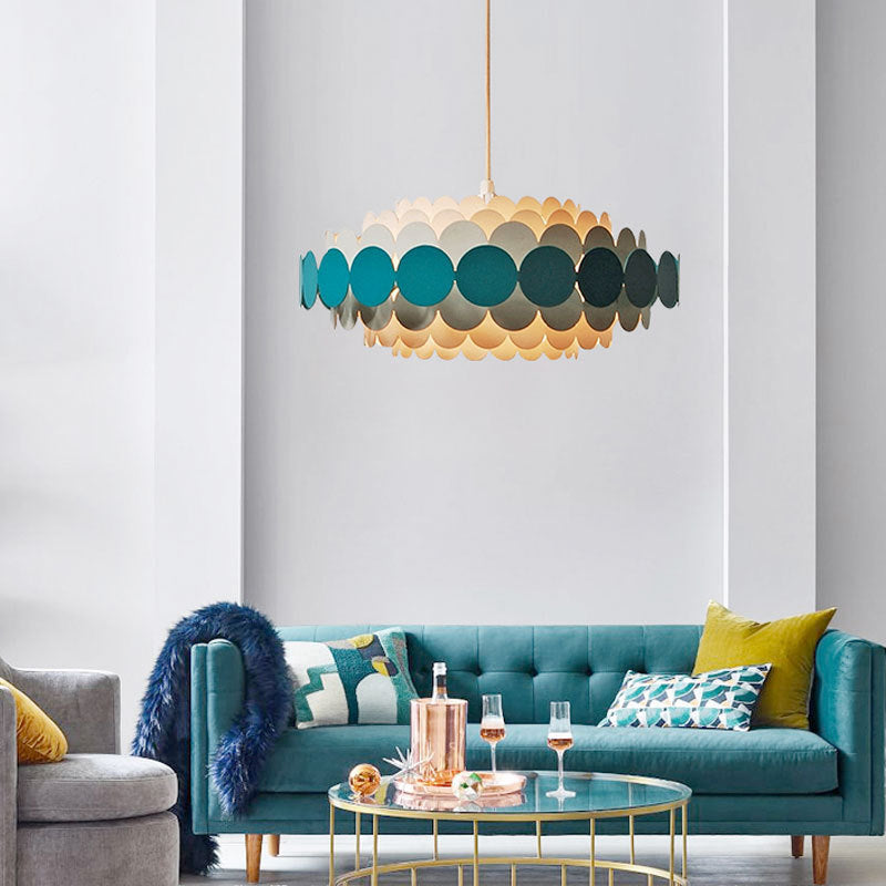 Living Room Pendant Chandelier Nordic Style Chandelier Lighting Fixture with Circle Metal Shade