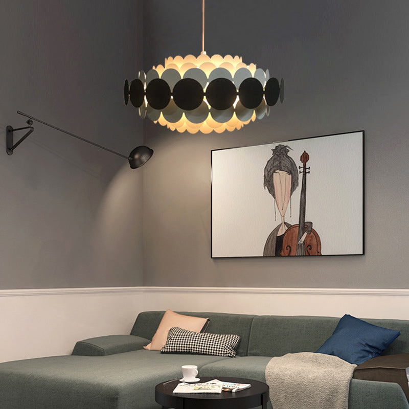 Living Room Pendant Chandelier Nordic Style Chandelier Lighting Fixture with Circle Metal Shade