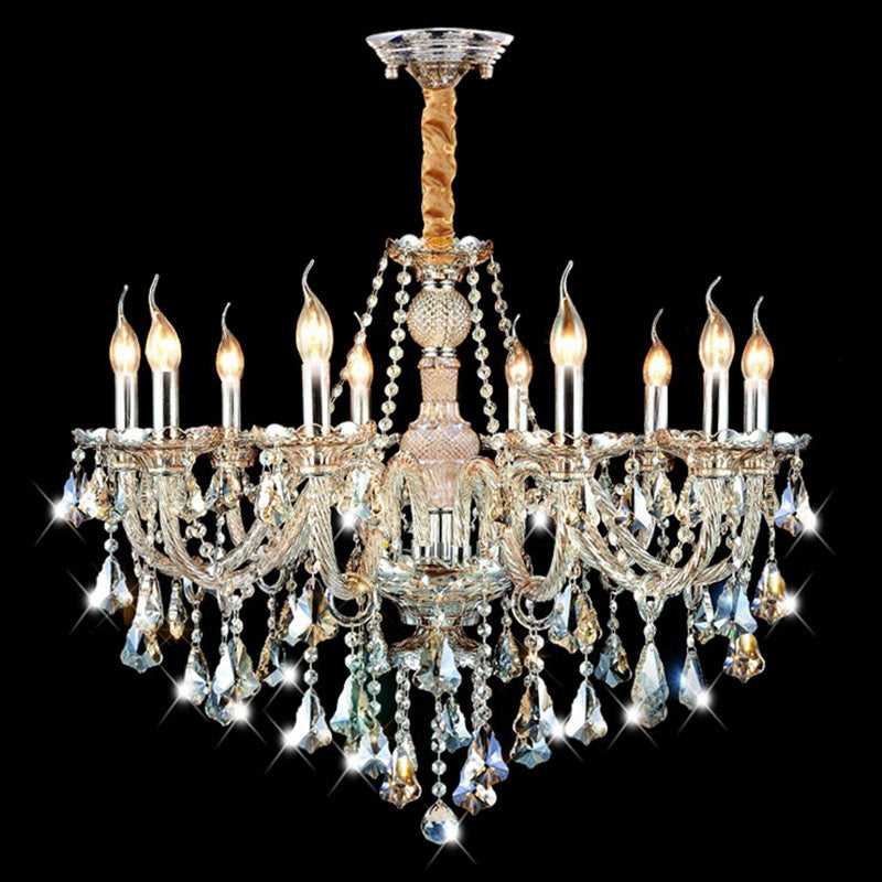 K9 Crystal Traditional Style Chandelier Light Fixtures Living Room Chandelier with Dangling Crystal Accents