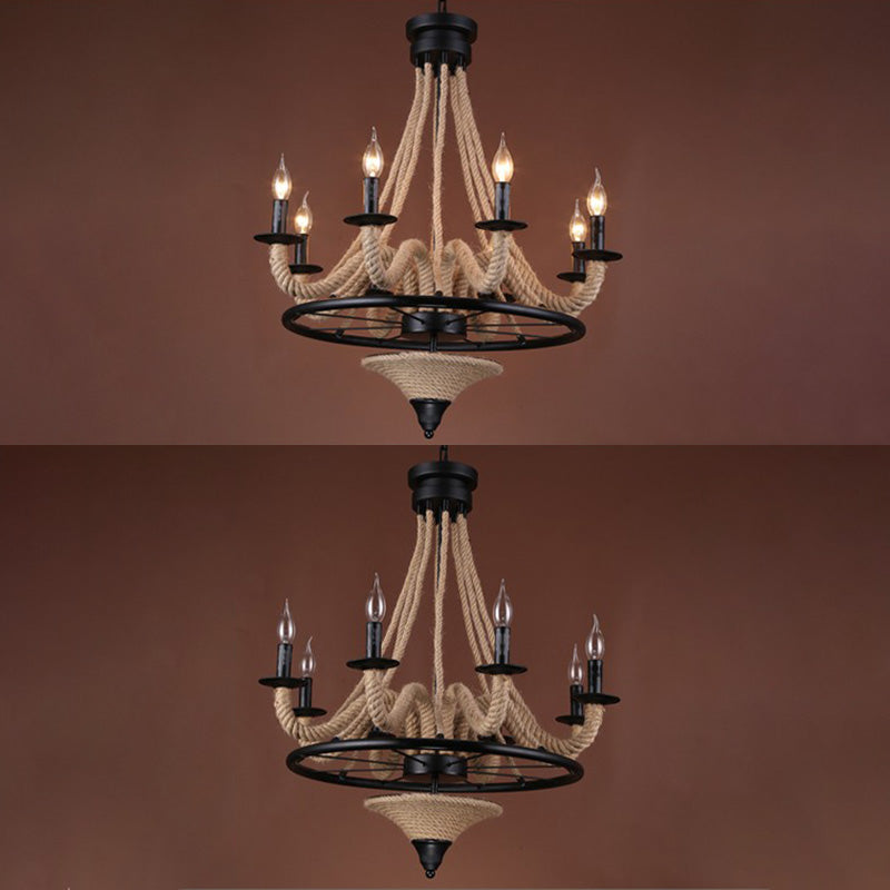 Candle Island Lighting Fixtures Industrial Rope Pendant Lighting for Restaurant