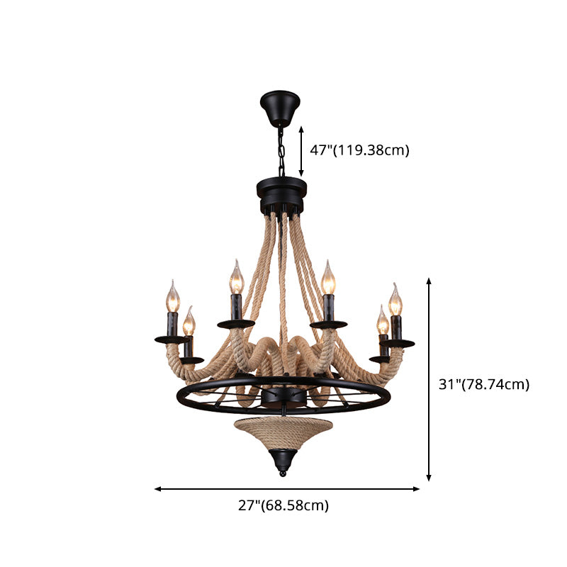 Candle Island Lighting Fixtures Industrial Rope Pendant Lighting for Restaurant