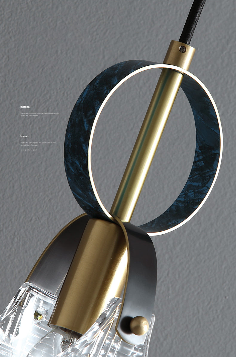 Small Crystal Glass Drop Lamp Postmodernism LED Suspension Light Fixture for Bedroom