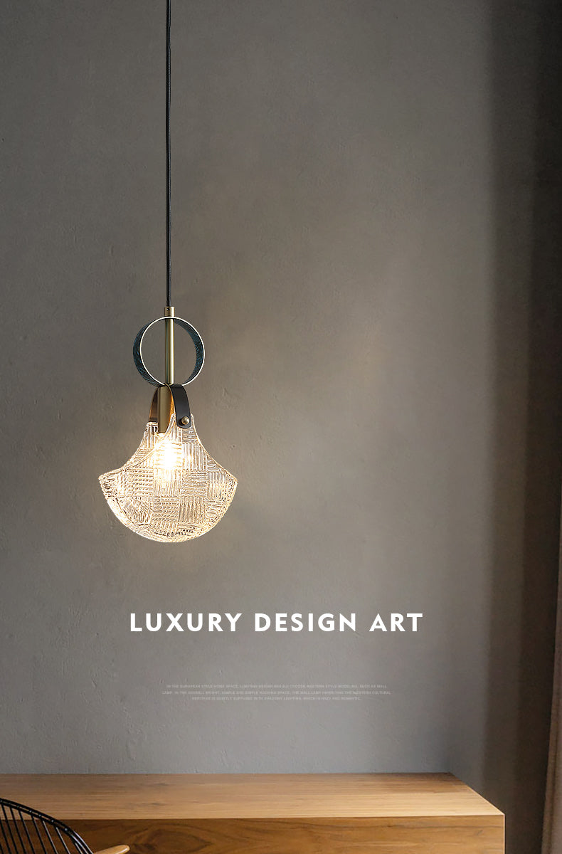 Small Crystal Glass Drop Lamp Postmodernism LED Suspension Light Fixture for Bedroom