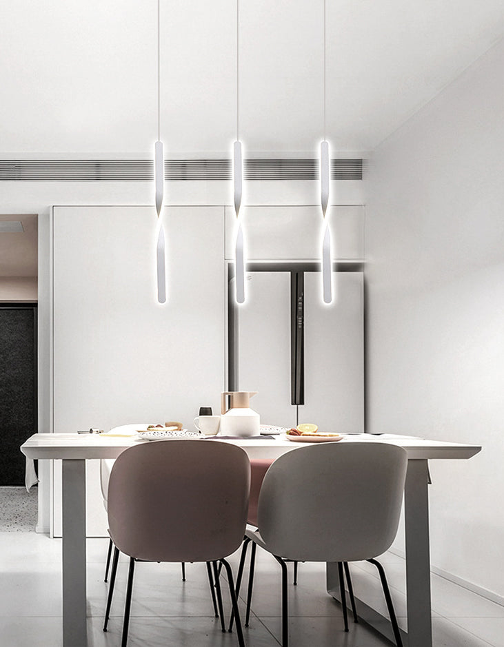 Contemporary Style Long Strip LED Hanging Light 23.6" H Acrylic + Metal Simplicity Pendant Lamp for Bedroom