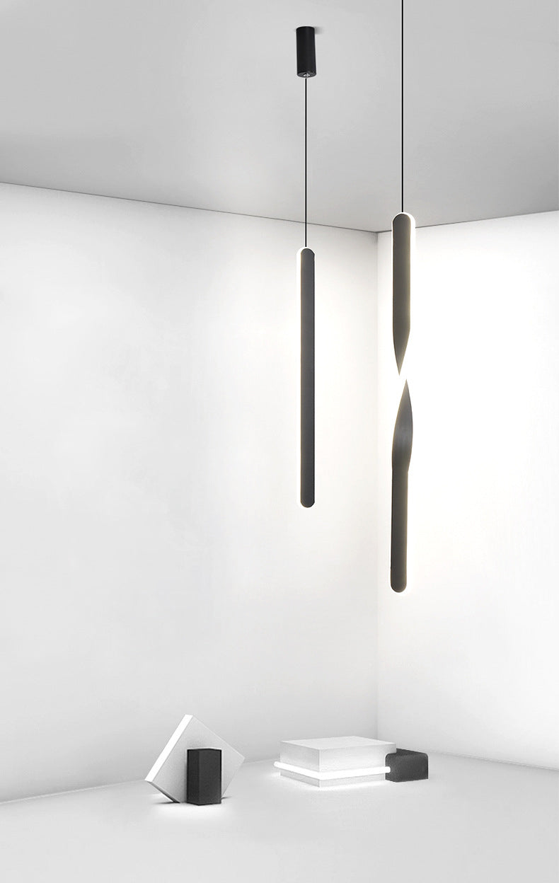 Contemporary Style Long Strip LED Hanging Light 23.6" H Acrylic + Metal Simplicity Pendant Lamp for Bedroom