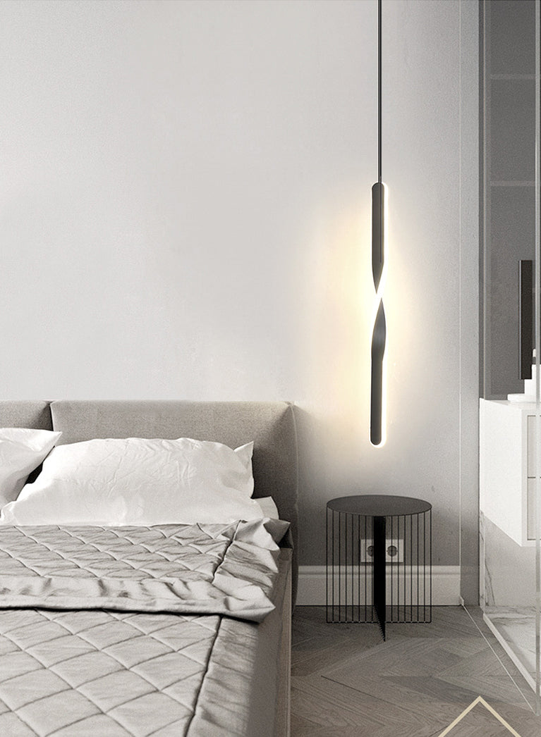 Contemporary Style Long Strip LED Hanging Light 23.6" H Acrylic + Metal Simplicity Pendant Lamp for Bedroom