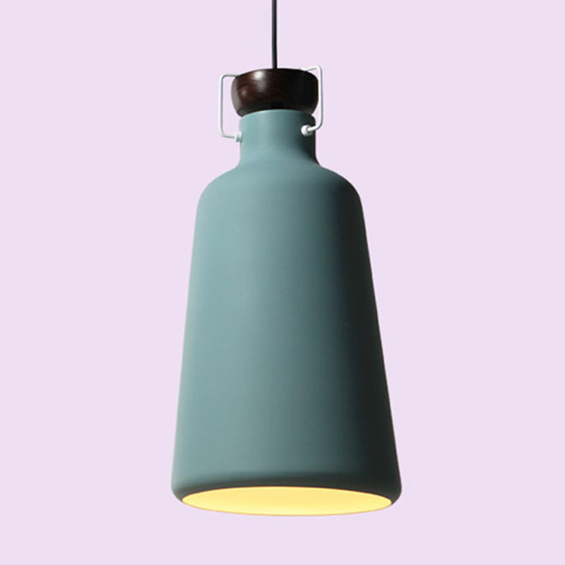 Macaroon Style Metal Pendant Light Creative Kettle Shaped Simplicity Lighting Fixture
