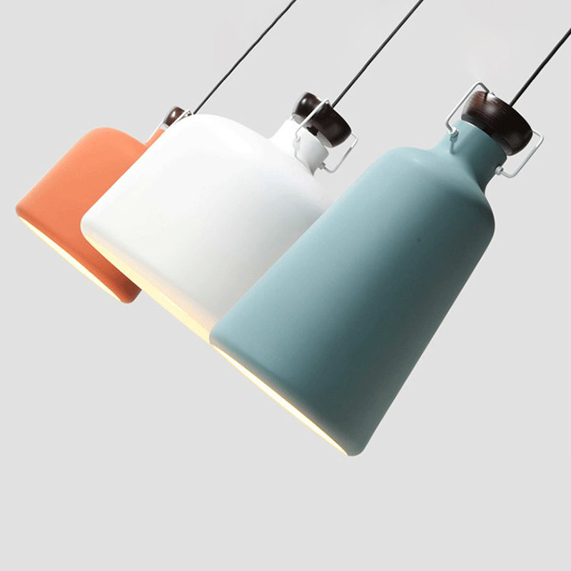 Macaroon Style Metal Pendant Light Creative Kettle Shaped Simplicity Lighting Fixture