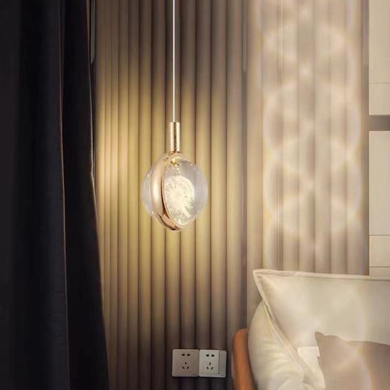 Kristall Löwenzahn Anhänger Leuchtenleuchte Einfachheit Gold LED Deckenlampe für Schlafzimmer