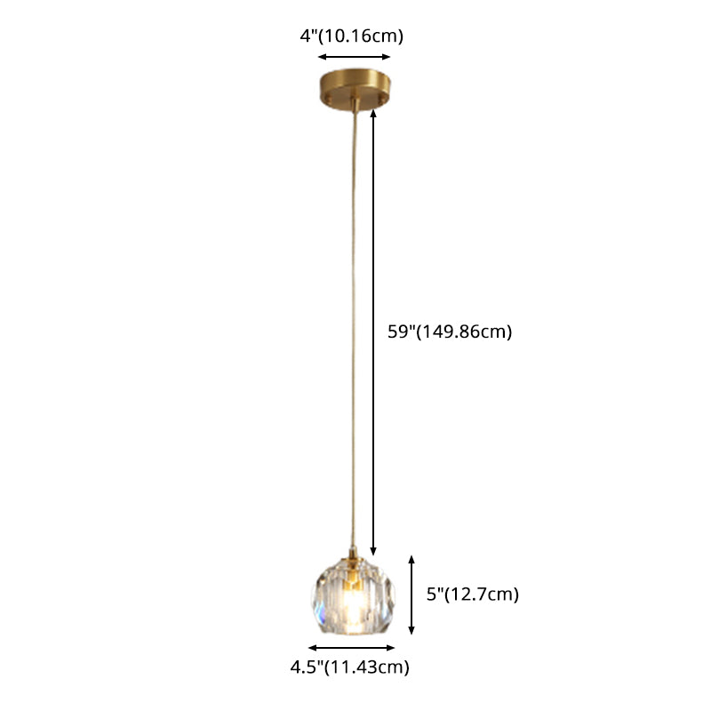 Modern Luxury Style Down Lighting Pendant 1 Light Suspension Pendant with Crystal Shade