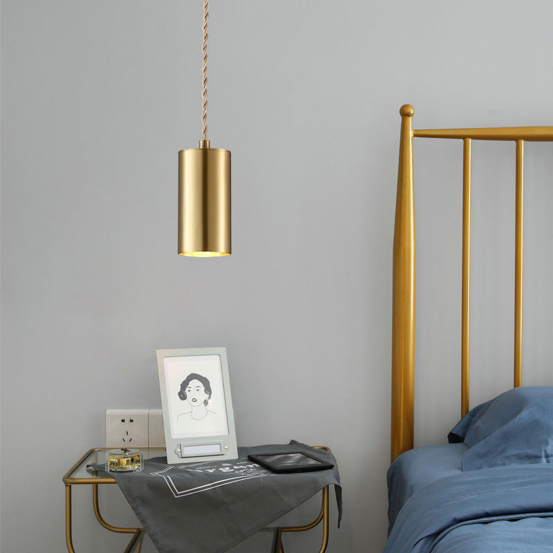 Zylindrische Nachthänflampe Metall 1 Glühbirne postmoderne Hanglicht in Gold