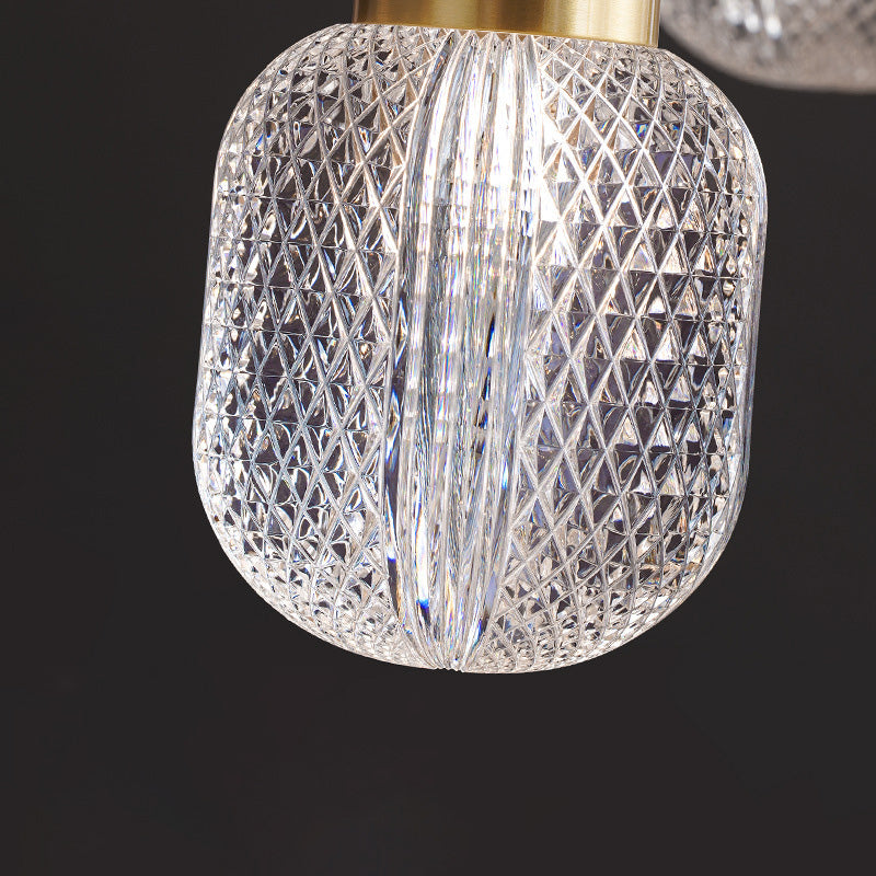 Cleort reticolo in vetro ovale illuminazione appesa postmoderna 1 ciondolo in ottone per la camera da letto