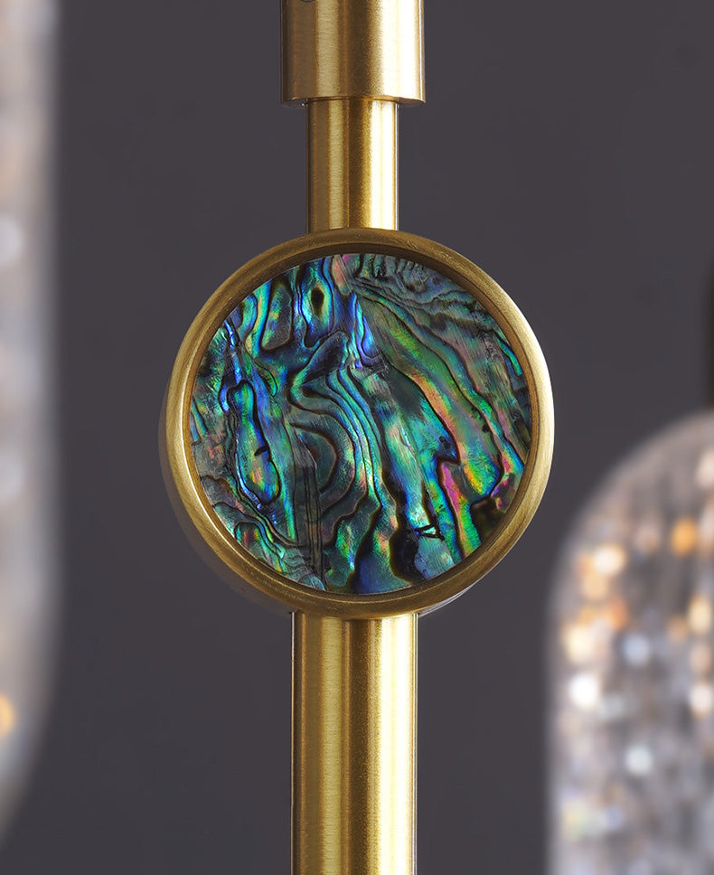 Clear Lattice Glass Oval Hanging Lighting Postmodern 1 Head Brass Pendant for Bedroom