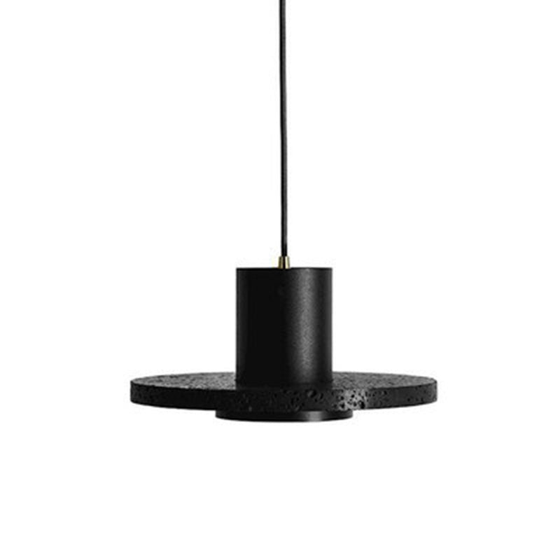 Black Hat Shaped Pendant Lighting Nordic 1 Bulb Lava Stone Suspension Light Fixture