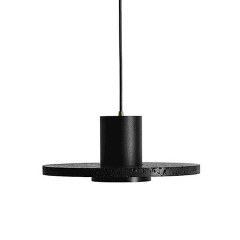 Black Hat Shaped Pendant Lighting Nordic 1 Bulb Lava Stone Suspension Light Fixture