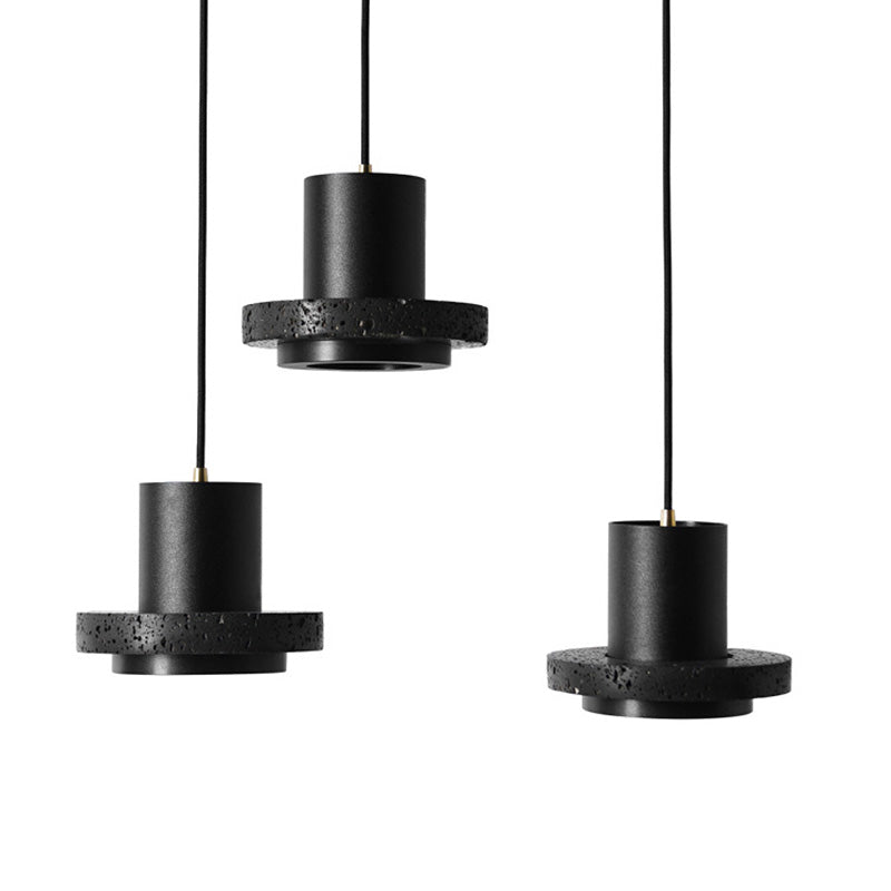 Black Hat Shaped Pendant Lighting Nordic 1 Bulb Lava Stone Suspension Light Fixture