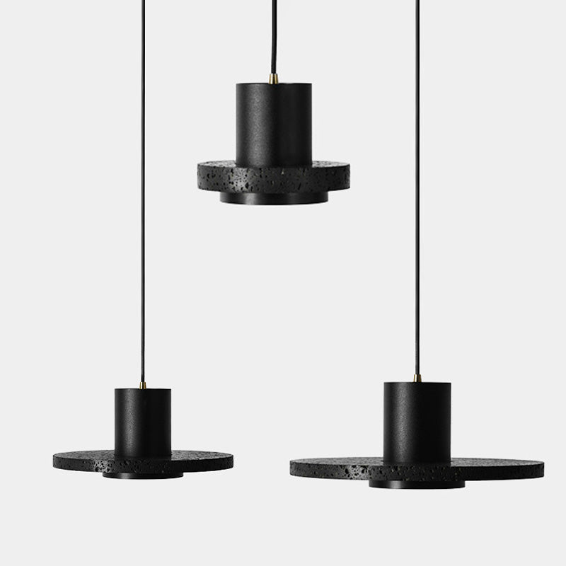 Black Hat Shaped Pendant Lighting Nordic 1 Bulb Lava Stone Suspension Light Fixture