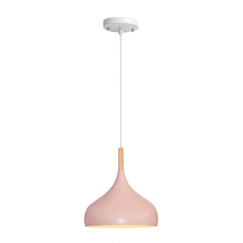 Nordic Style Macaroon Hanging Light Metal Teardrop Shade Single Bulb Pendant Lamp with 39.3" Adjustable Suspension Wire