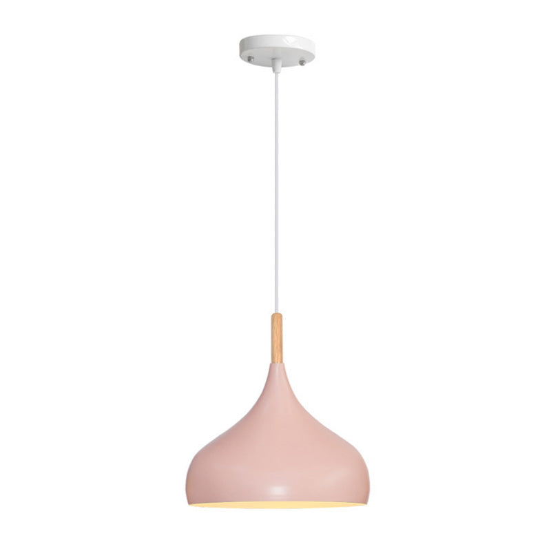 Nordic Style Macaroon Hanging Light Metal Teardrop Shade Single Bulb Pendant Lamp with 39.3" Adjustable Suspension Wire