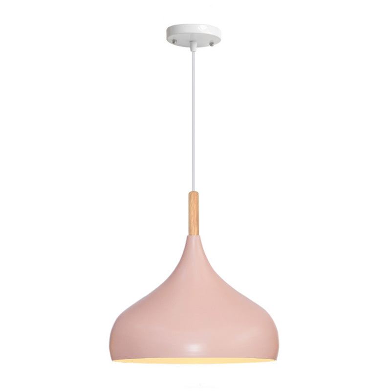 Nordic Style Macaroon Hanging Light Metal Teardrop Shade Single Bulb Pendant Lamp with 39.3" Adjustable Suspension Wire