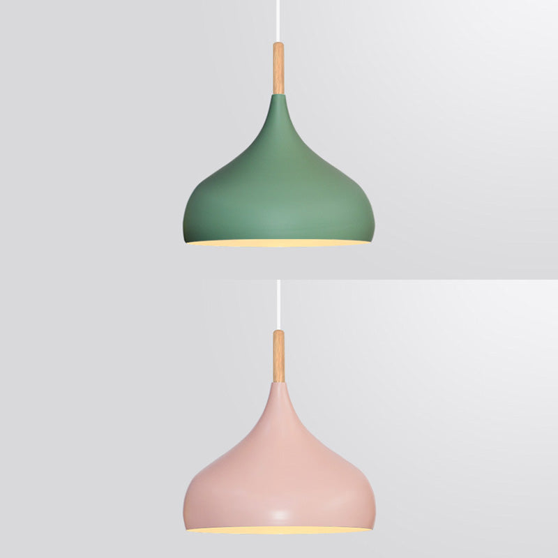 Nordic Style Macaroon Hanging Light Metal Teardrop Shade Single Bulb Pendant Lamp with 39.3" Adjustable Suspension Wire