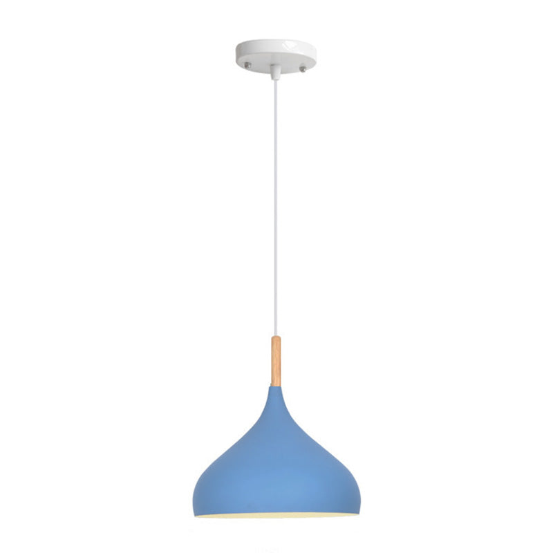Nordic Style Macaroon Hanging Light Metal Teardrop Shade Single Bulb Pendant Lamp with 39.3" Adjustable Suspension Wire