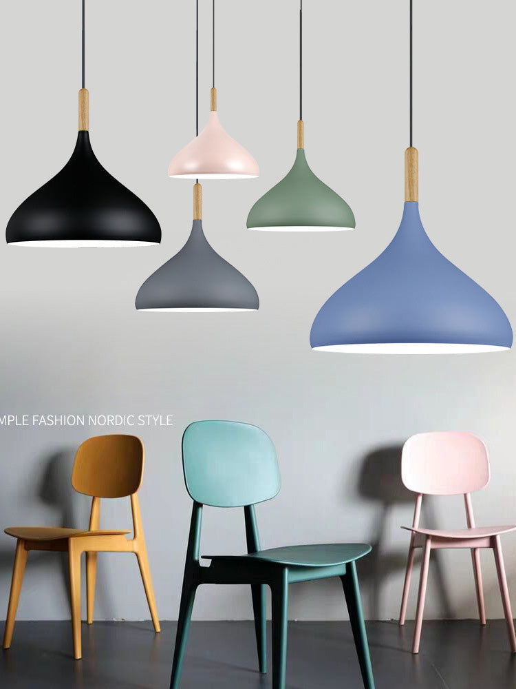 Nordic Style Macaroon Hanging Light Metal Teardrop Shade Single Bulb Pendant Lamp with 39.3" Adjustable Suspension Wire