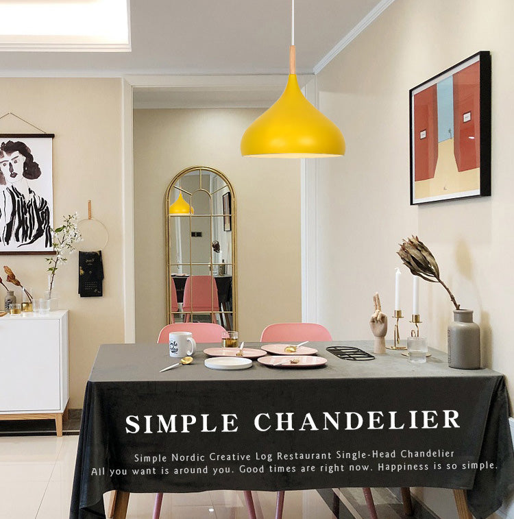 Nordic Style Macaroon Hanging Light Metal Teardrop Shade Single Bulb Pendant Lamp with 39.3" Adjustable Suspension Wire