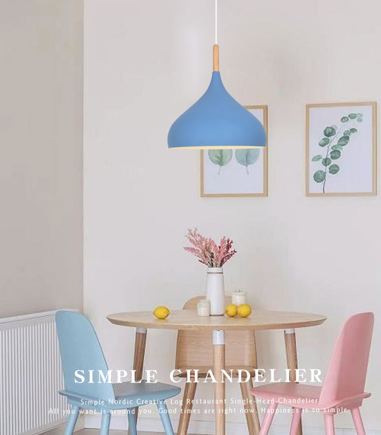 Nordic Style Macaroon Hanging Light Metal Teardrop Shade Single Bulb Pendant Lamp with 39.3" Adjustable Suspension Wire