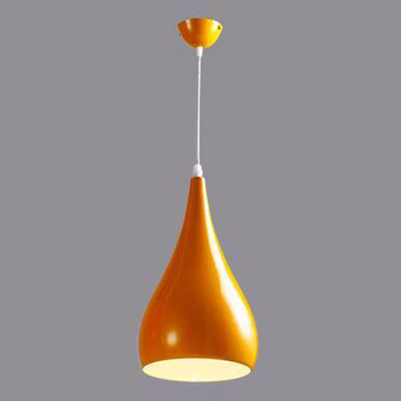 Macaron Drop Shaped Hanging Lamp Aluminum 1 Bulb Restaurant Pendant Light Fixture