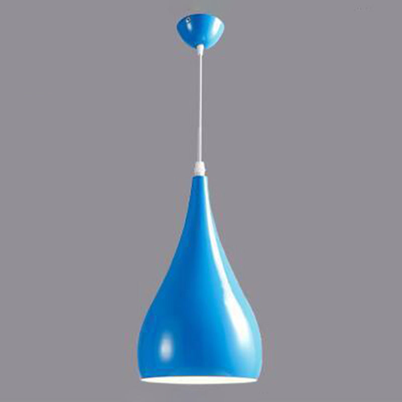 Macaron Drop Shaped Hanging Lamp Aluminum 1 Bulb Restaurant Pendant Light Fixture