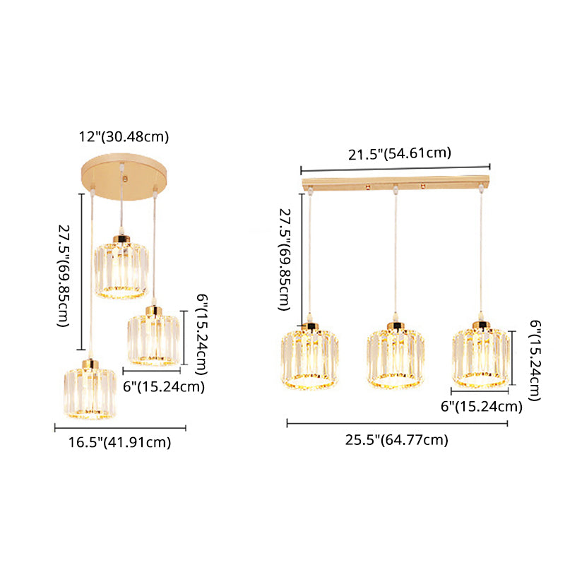 Modern Minimalist in stile Minimalista Drum Impiccing Luci a sospensione Crystal Clessing Sofril Light for Dining Room