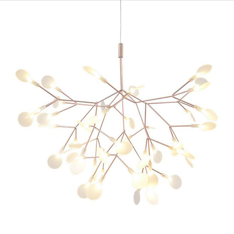 Roségold Sputnik Anhänger Licht im modernen kreativen Stil Schmiedeeisen Feuerfly -LED -Deckenlicht mit Acrylschatten