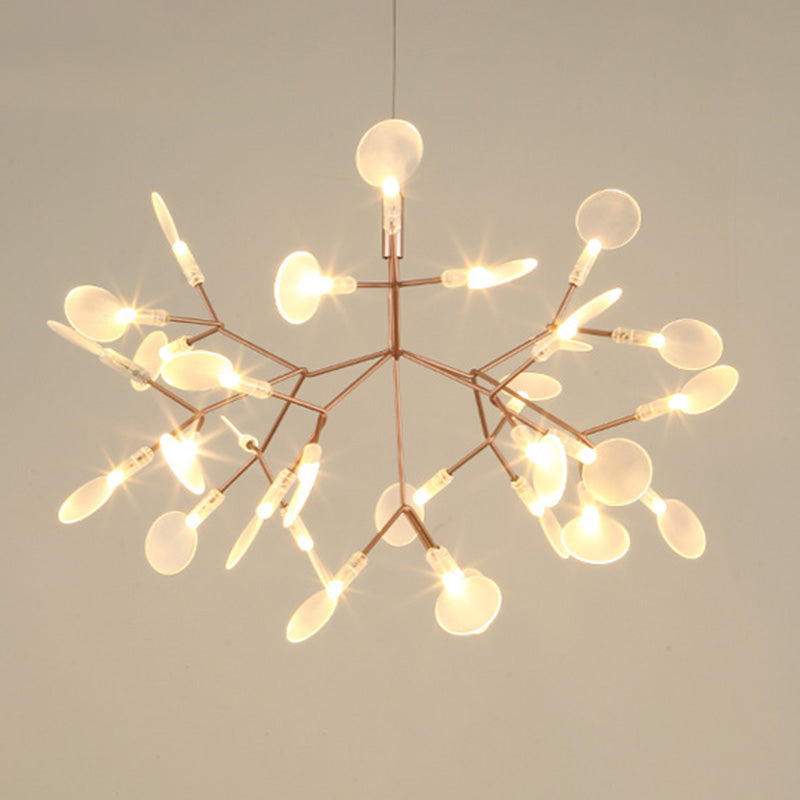 Rose Gold Sputnik Pendant Light in Modern Creative Style Wrought Iron Firefly LED Ceiling Light with Acrylic Shade